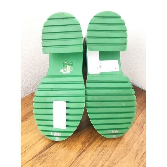 STEVE MADDEN Hesitant Black Leather Platform Boot Midi Green Lug Sole Size 6 New - Picture 10 of 15